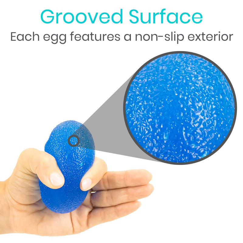 Vive Hand Exercise Eggs - Sensory Squishy Ball for Stress Relief and Grip Strengthening Therapy - Wrist Strength Trainer Equipment - Squeeze Toy for Kids, Adults, Women and Men - for Arthritis 4 - NewNest Australia