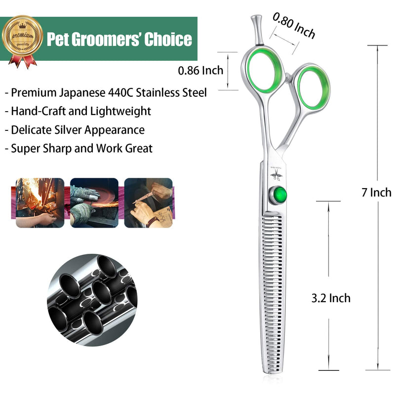 Grooming Scissors Dog Scissors 7 Inch Professional Pet Grooming Set Made Of 440C Japanese Stainless Steel Straight Curved Thinning Chunker Scissors Set V-Tooth Thinning Scissors - NewNest Australia