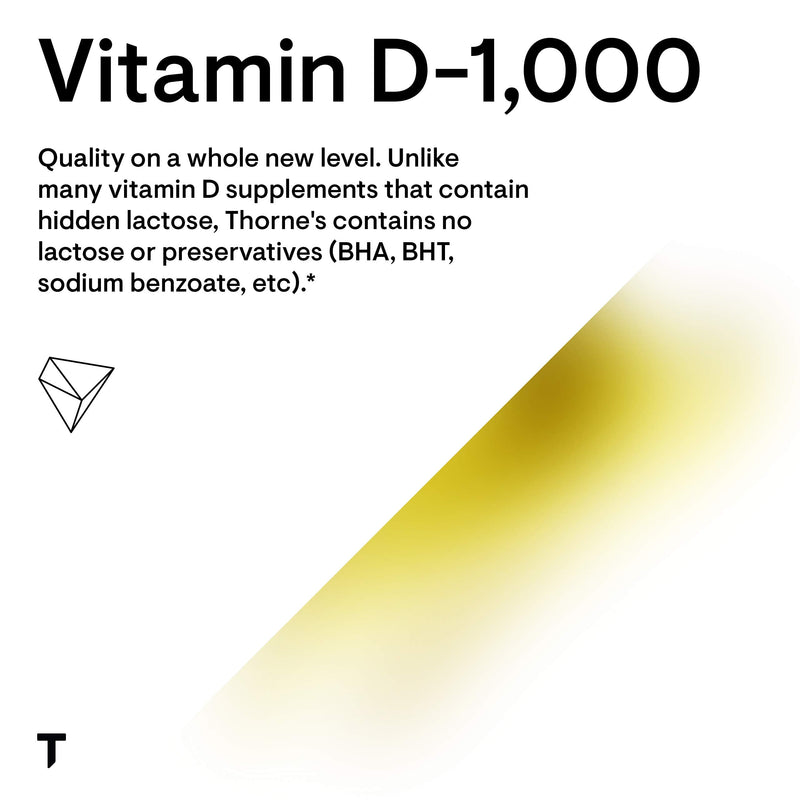 Thorne Research - Vitamin D-1000 - Vitamin D3 Supplement (1,000 IU) for Healthy Bones and Muscles - 90 Capsules - NewNest Australia