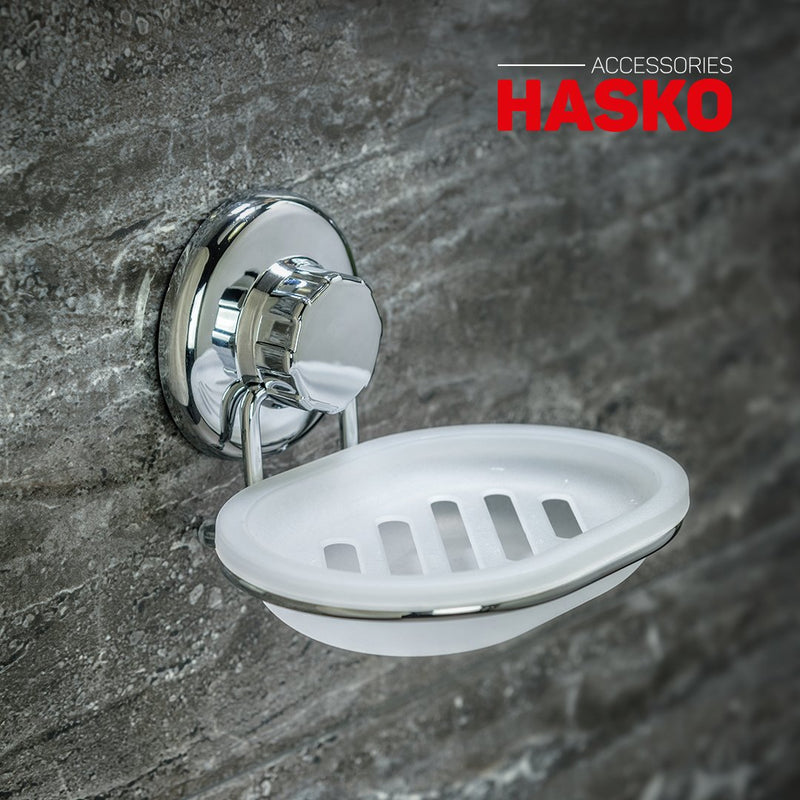 HASKO accessories Vacuum Suction Cup Soap Dish Holder Strong Stainless Steel Sponge Holder for Bathroom & Kitchen - Soap Caddy Can be Mounted on Any Clean Flat Smooth Surface – (Chrome) Chrome - NewNest Australia