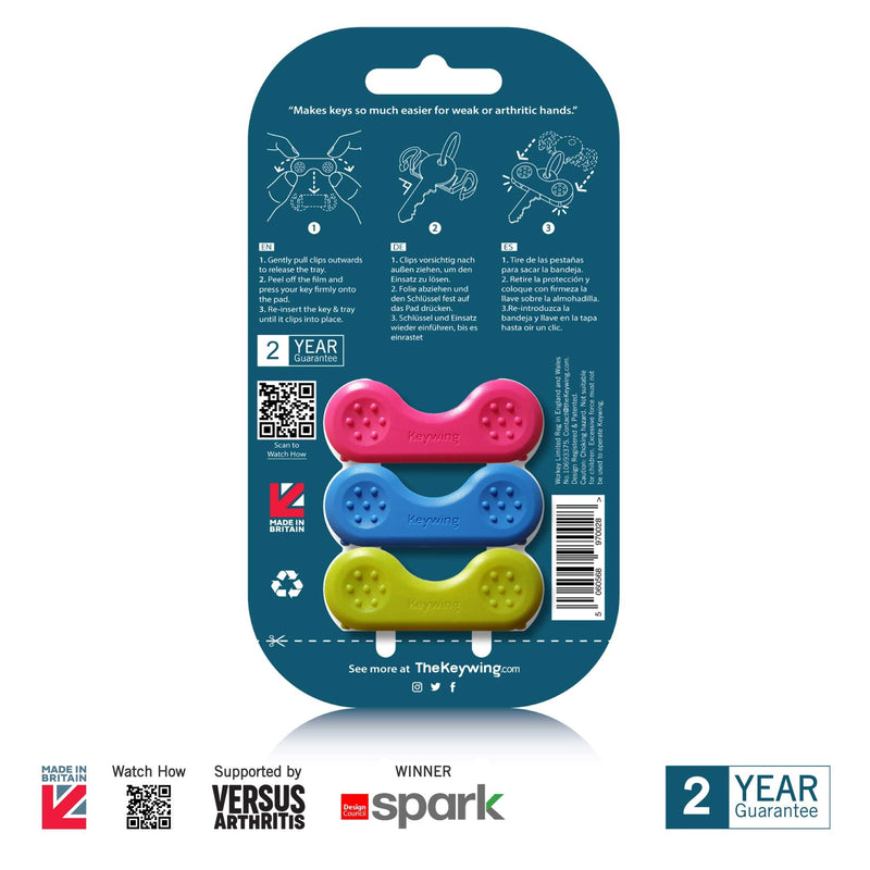 Keywing Key Turner Aid - 3 Pack. Makes keys so much easier to find, grip and turn. Perfect for arthritis, MS or parkinsons gift, elderly with weak hands, key finder and holder. - NewNest Australia