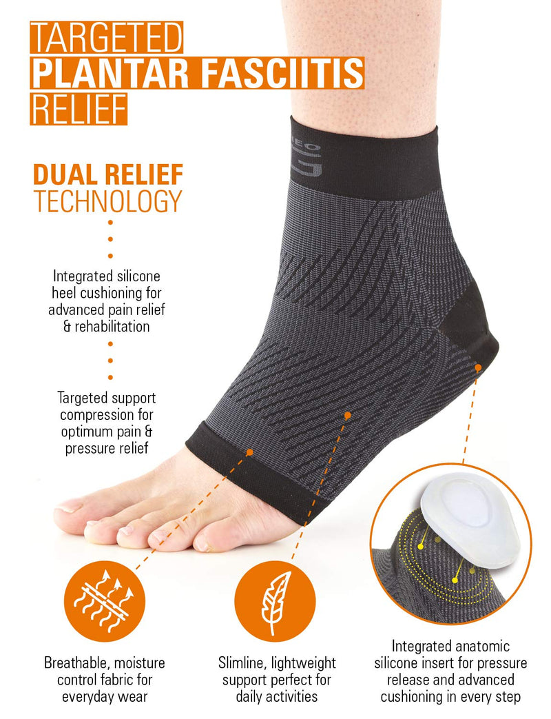 Neo G Plantar Fasciitis Compression Socks – Support for Plantar Fasciitis Symptoms, Heel and Arch Pain, Silicone Heel Cushioning for Everyday Relief – Class 1 Medical Grade – 1 Pair – Medium – Black MEDIUM: 20 - 23 CM / 7.9 - 9.1 IN - NewNest Australia