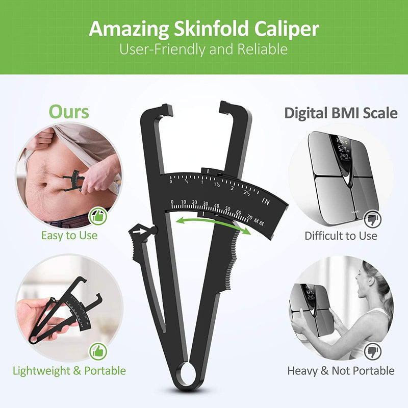 Body Fat Calipers, Fat Measure Clipper Combo with Body Fat Percentage Measure Chart, Body Fat Measurement Tool Accurately Measuring Body Fat for Men and Women - NewNest Australia