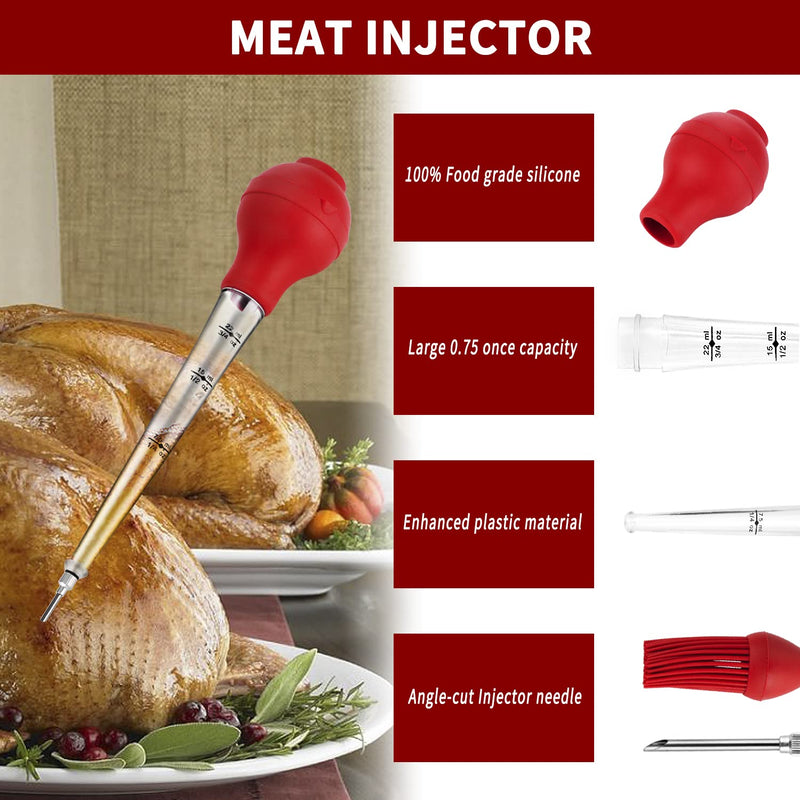 JY COOKMENT Turkey Baster with Barbecue Basting Brush, Baster Syringe for Home Baking and Roaster Turkey, Include Detachable Food Grade Silicone Bulb, Meat Injector Needle and Cleaning Brush 1 - NewNest Australia