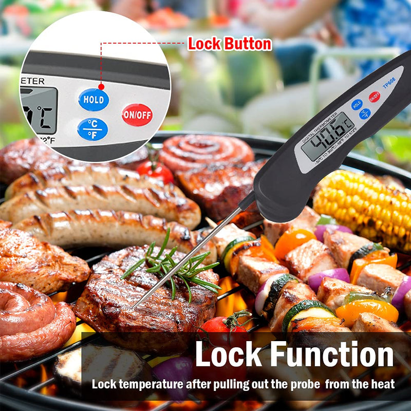 Digital kitchen Thermometer Cooking food, Accurate Thermometer with Foldable Probe, instant read Meat Thermometer with large LCD screen, ℉/℃ Button for Hot Beverage, Meat, Grill, BBQ, Jam, water - NewNest Australia