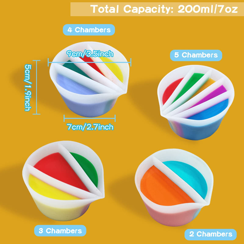 Split Cup for Paint Pouring, Fluid Art Split Cup Acrylic Paint Pour Split Cup Resin Pouring DIY Making Painting Tools Drawing Accessories Reusable Silicone Split Cup with Dividers (2 Chambers) 2 Chambers - NewNest Australia