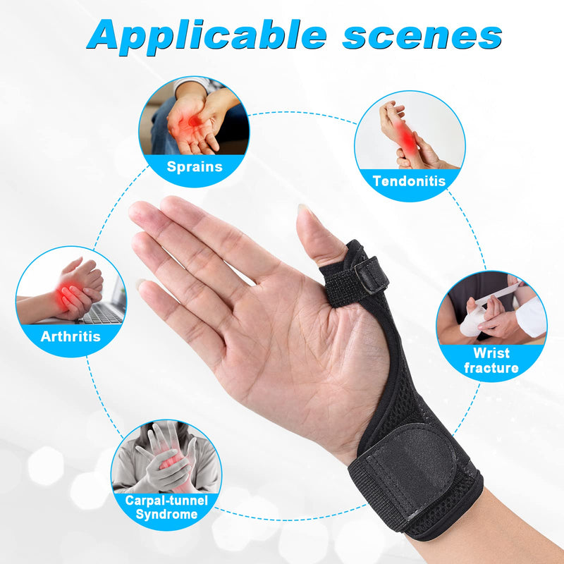 Fasola Thumb Brace Reversible, Thumb Spica Splint for Right & Left Hand, Breathable Thumb & Wrist Support with Two Metal Splint, Trigger Thumb Immobilizer for Arthritis, Tendonitis, Sprains, S Black - NewNest Australia