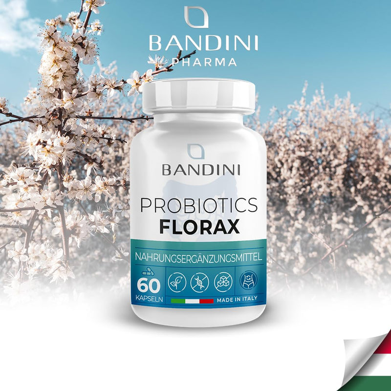 Bandini Florax Probiotics Cultures Complex 18 Bacteria Strains + Inulin 60 Vegan Enteric Juice-Resistant Capsules - Lactobacillus, Bifidobacterium - Laboratory Tested & Made In Italy Without - NewNest Australia