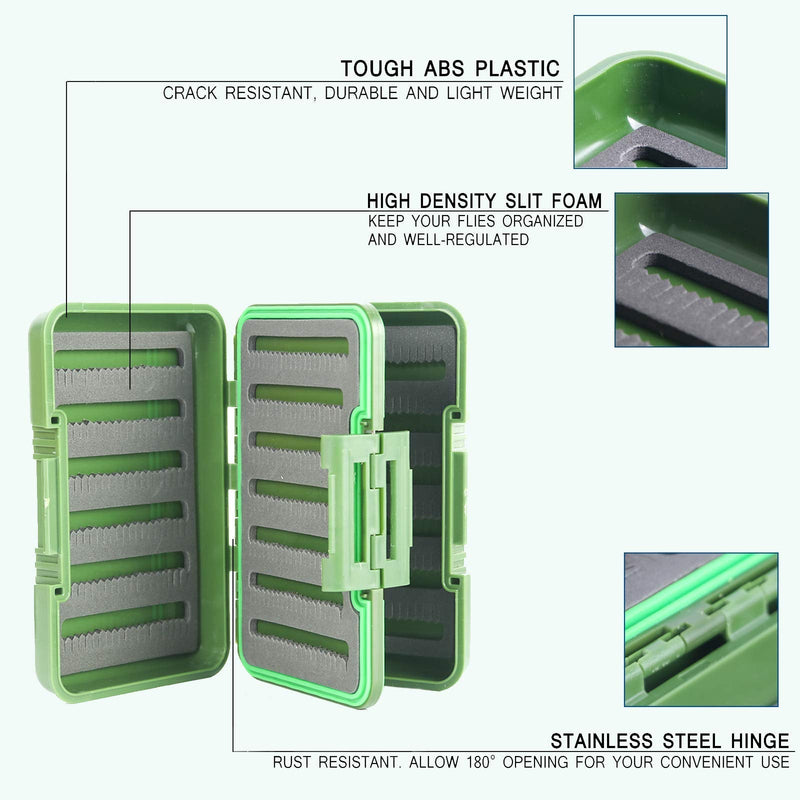 M MAXIMUMCATCH Maxcatch Fly Boxes for Fly Fishing Double Side Waterproof Fishing Tackle Box Olive (4 Split Foam Inserts) 5.9inch x4.1inch x1.7inch - NewNest Australia