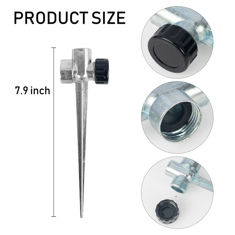 Hourleey 4 Pack 1/2 inch Zinc Alloy Lawn Sprinkler Spike Base, Water Flow Thru Sprinkler for Yard, Lawn, Garden and Grass Irrigation - NewNest Australia