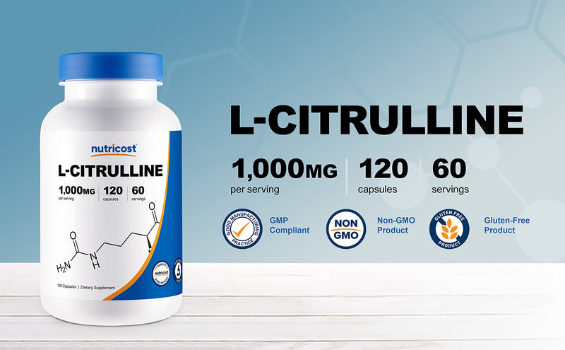 Nutricost L-Citrulline 500mg, 120 Capsules - Gluten Free, Non-GMO, 1000mg Per Serving (60 Serv) 120 Count (Pack of 1) - NewNest Australia