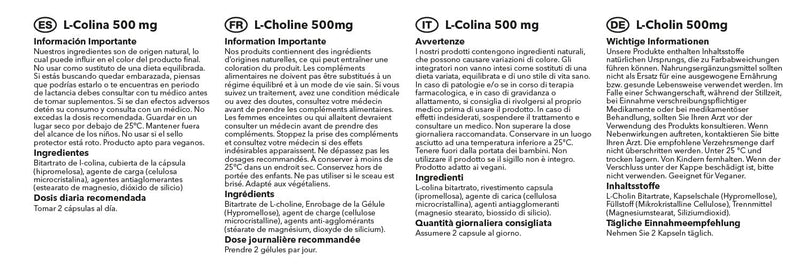 L-Choline 500mg - 120 capsules - suitable for vegans - supply for 2 months - SimplySupplements - NewNest Australia