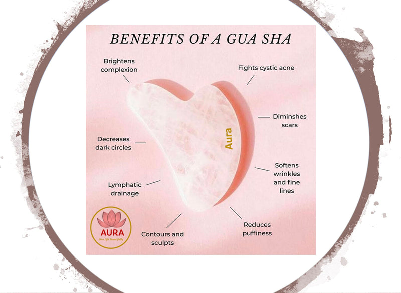 Aura - Live life beautifully Premium Certified Luxury 100% Authentic Rose Quartz Pink Roller & Gua Sha Set for Anti-Aging Skin Care, Muscle Relaxation, Fine Line Reduction, and Eye Puffiness Relief - NewNest Australia