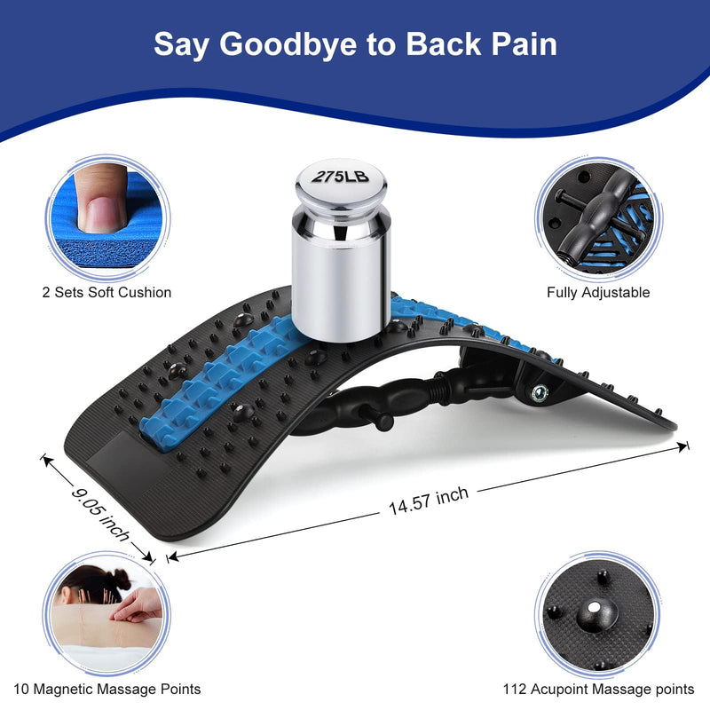 Back Stretcher, Back Massager, 2023 Improved Back Stretcher For Lower And Upper Lumbar Spine, Multi-Level Lumbar Support With Massage Points For Herniated Discs, Scoliosis, Sciatica Black - NewNest Australia