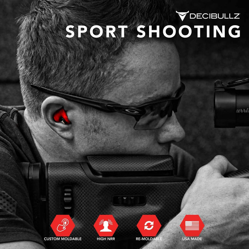 Decibullz - Custom Molded Earplugs, 31dB Highest NRR, Comfortable Hearing Protection for Shooting, Travel, Work and Concerts Red - NewNest Australia
