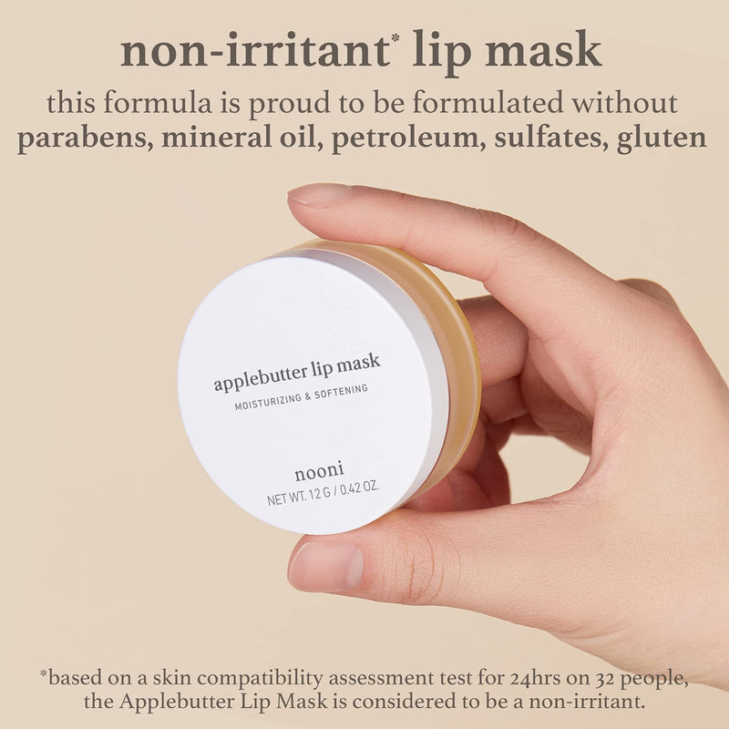 NOONI Applebutter Lip Mask with Shea Butter, Botanical Waxes, and Vitamins A,C & E | Moisturizing Overnight Lip Mask | Korean Skincare for Cracked Lip Repair | Cruelty-free, Formulated without Glutens and Parabens 0.42 Ounce (Pack of 1) - NewNest Australia