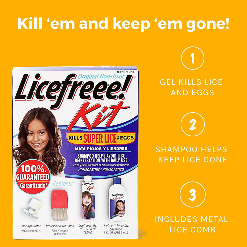 Tec Labs Licefreee Kit All-in-One Complete Lice Killing Treatment, Daily Maintenance Shampoo & Professional Nit Comb in One Box, 4 Piece Set - NewNest Australia