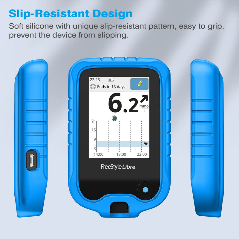 MEDMAX Silicone Case for Freestyle Libre 3 2 / Libre Reader, Lightweight Shockproof Anti Slip Protective Cover Soft Gel Skin with Raised Bezel for Freestyle Libre 3 2 & Libre, (Blue) Blue - NewNest Australia
