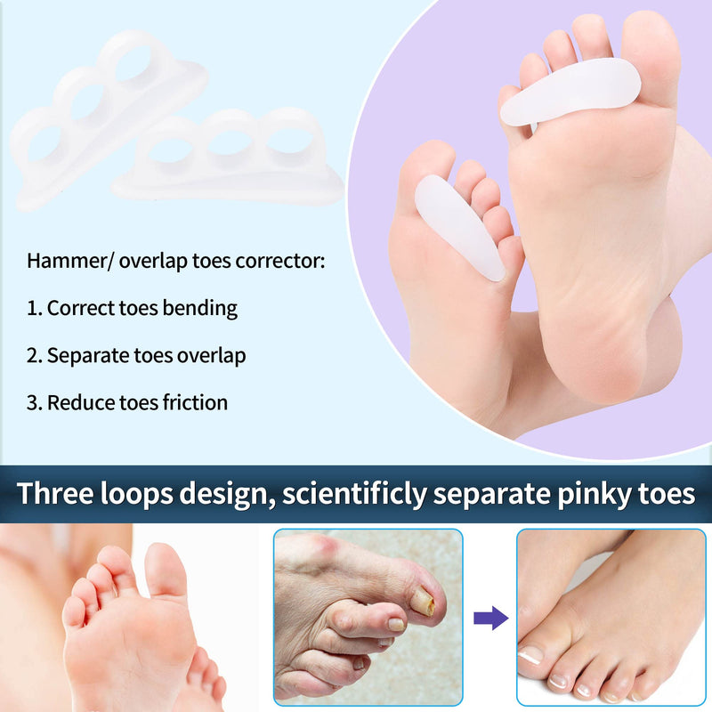 DYKOOK 6 PCS Hammer Toe Straightener | Hammer Toe Corrector | Hammer Toe Gels | 3 Loop Design Pinky Toes Joint Realign | Crooked,Curled,Overlapping Straightener | Gel Crests Splints Cushion,Support - NewNest Australia