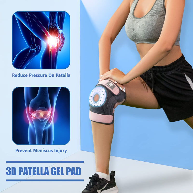 MAYKI Knee Brace with Patella Gel Pad for Women 1 PCS, Adjustable Breathable Knee Supports for Arthritis/Ligament Damage, Running/Weight Lifting One Size Grey & Pink - NewNest Australia