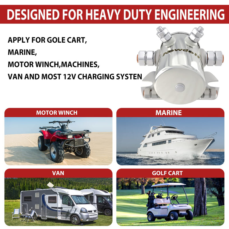 Newdeli Max 300A Continuous Duty Solenoid Relay Nickel-Plating for Golf Carts, Winch, Marine in Rush 12VDC MAX 300A-12V - NewNest Australia
