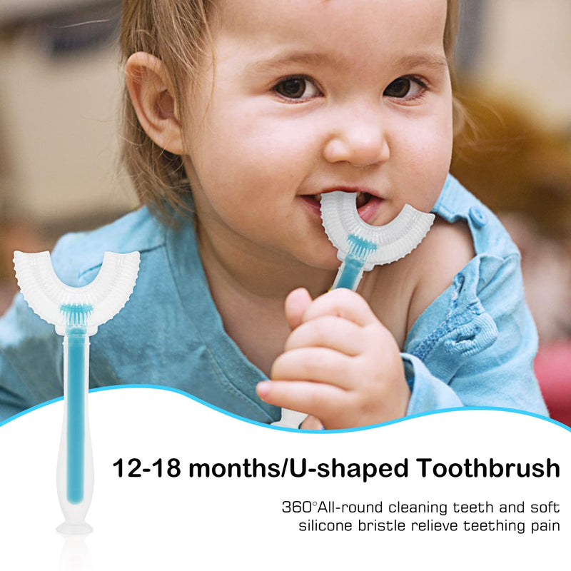 3 in 1 Baby Training Toothbrush Set - Infant to Toddler Toothbrush Oral Care Silicone Toothbrush for Baby - Food Grade Silicone,Extra Soft Bristles,Perfect for 0-24 Months(3-Pack,Blue) Blue - NewNest Australia