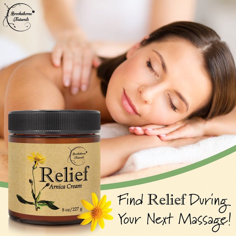 Relief Arnica Cream – Enriched with Lemongrass, Eucalyptus & Rosemary Essential Oils – All Natural Massage Lotion for Sore Muscles & Stiffness. Perfect for Massage Therapy by Brookethorne Naturals - NewNest Australia