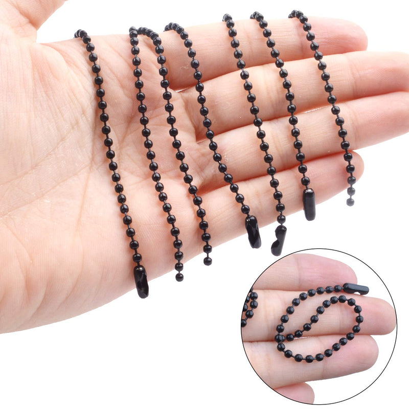 BronaGrand 100 Pieces Ball Bead Chains, 100mm Long Bead Connector Clasp Tag Keychain Key Rings, 2.4 mm Diameter, Black 10cm - NewNest Australia