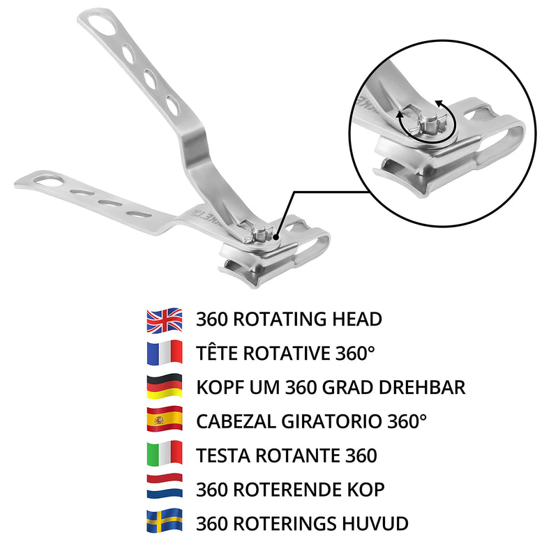 Bizarre.ly Stainless Steel Nail Clippers with Case - 9.9cm / 3.90 Inches - 360 Degree Rotating Swivel Head - Sharp Heavy Duty Clipper for Thick Nails - Fingernail & Toenail Cutter for Men & Women - NewNest Australia