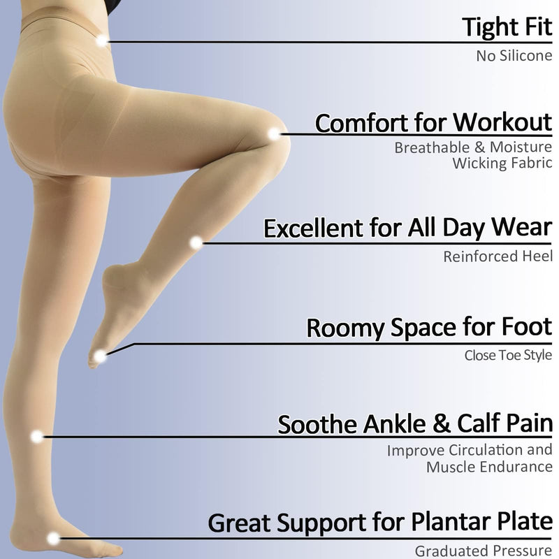 beister Medical compression stockings for women, long, 20-30 mmHg, support stockings for men, opaque toe wrap compression trousers, class 2, solid support for varicose veins, edema, beige 4XL - NewNest Australia
