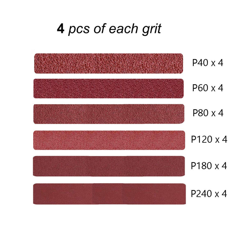 Aiyard 1/2 x 18-Inch Aluminum Oxide Sanding Belts, 40/60/80/120/180/240 Assorted Grits Abrasive File Belts for Air Belt Sander, 24-Pack 1/2x18 inch - NewNest Australia