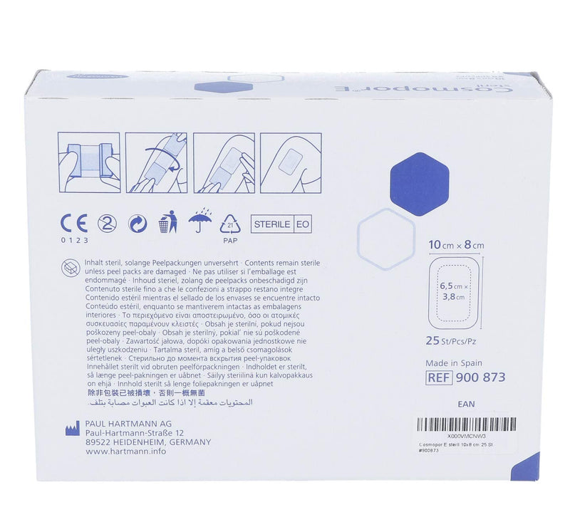 Cosmopore E Wound Dressings Fleece 10 x 8 cm Sterile Pack of 25 - NewNest Australia
