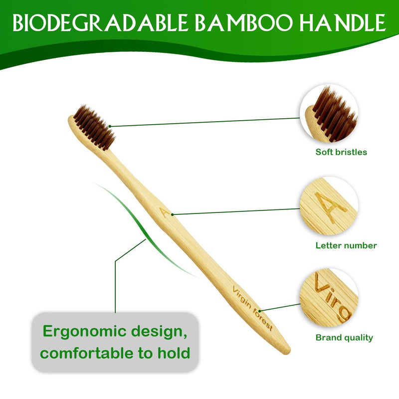 Pack Of 10 Bamboo Toothbrushes With Soft Bristles, Natural Eco Friendly Biodegradable Charcoal Toothbrushes, Bpa Free Recyclable Wooden Toothbrush Set‚¶ 10 Pieces (Soft Bristles) - NewNest Australia