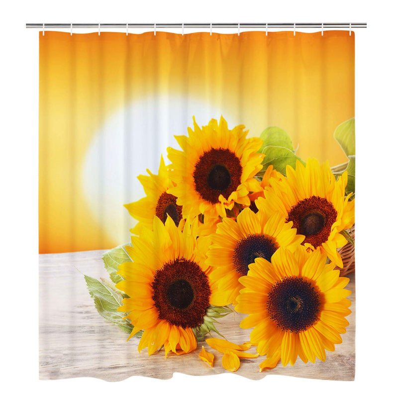 Likiyol Bathroom Shower Curtain Sunflowers in The Sunset Shower Curtains with 12 Hooks, Durable Waterproof Fabric Bathroom Curtain Yellow 70" L × 69" W - NewNest Australia