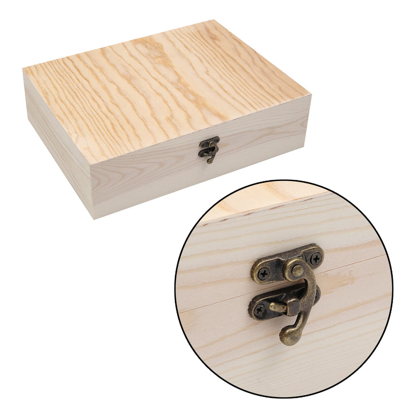 Unfinished Wooden Box with Hinged Lid for Crafts DIY Storage Jewelry Pine Box - 12" x 9.2" x 3.3" 1 - NewNest Australia