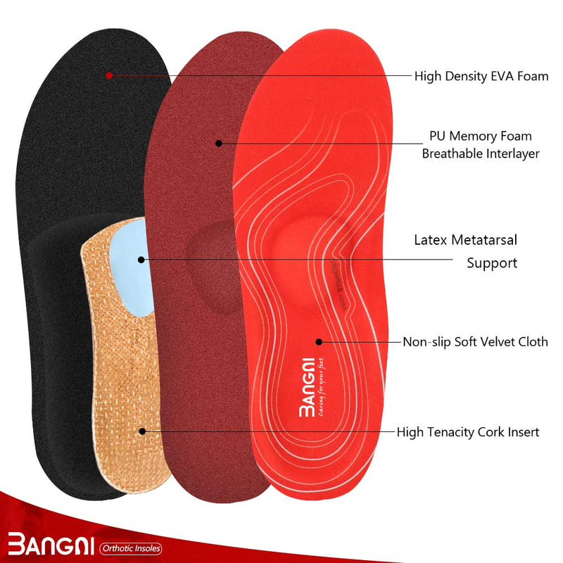 3ANGNI Orthotic High Arch Support Insoles, Function Insert For Severe Flat Feet,Feet Pain, Foot Valgus, Plantar Fasciitis,Man Woman Shoes Sneaker Boots UK-9-280MM Orthotic With Metatarsal - NewNest Australia