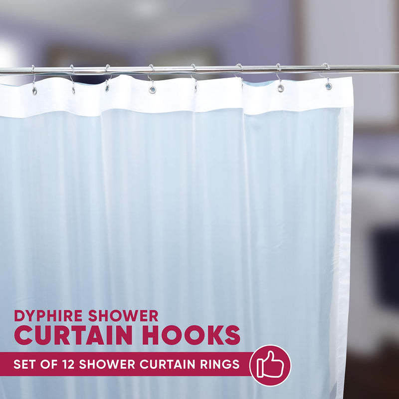 Double Shower Curtain Hooks Rust Proof (Set of 12) - Stainless Steel Nickel Shower Curtain Rings with Roller Balls for Easy Glide, Easy Install Double Shower Hooks for Shower Curtain (Polished Nickel) Dual Anchor Hooks - NewNest Australia