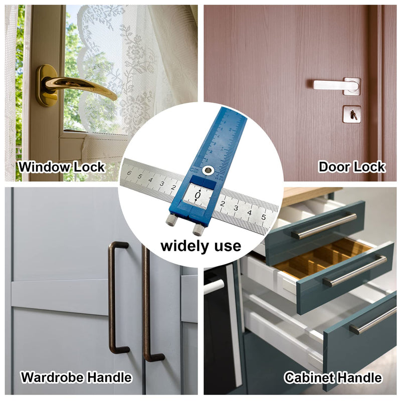 Cabinet Hardware Jig,Adjustable Punch Locator Woodworking Drill Dowelling Guide Template for Installation of Handles, Knobs on Doors and Drawer Pull,Easy Installation. Blue - NewNest Australia