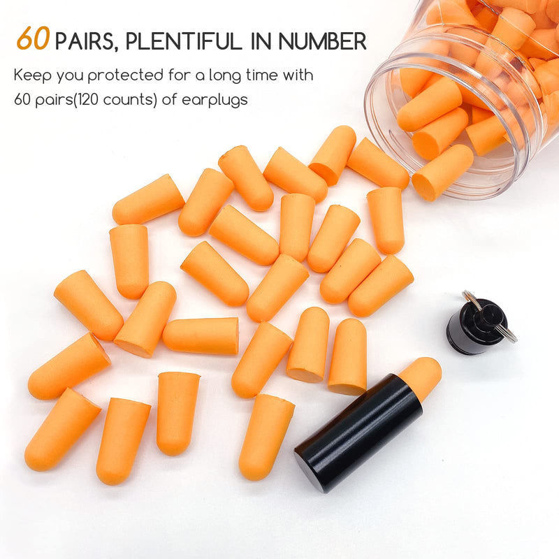 Super Soft Ear Plugs For Sleeping, 38Db Highest Snr 60 Pairs, Ear Plugs For Sleeping With Aluminum Carry Case, For Snoring, Learning, Travel, Concerts, Loud Sounds (Orange) - NewNest Australia