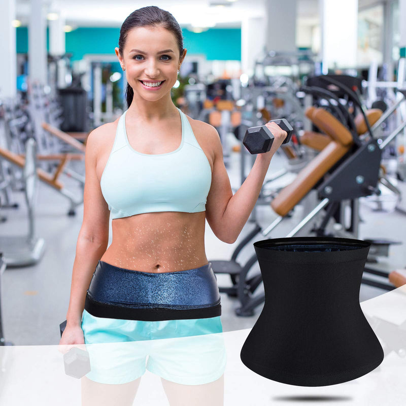 2 Pieces Waist Trimmer for Women Sweat Wrap Sweat Waist Trainer Sweat Tummy Workout Belt Stomach Wraps for Bodybuilding Blue Inner Medium - NewNest Australia