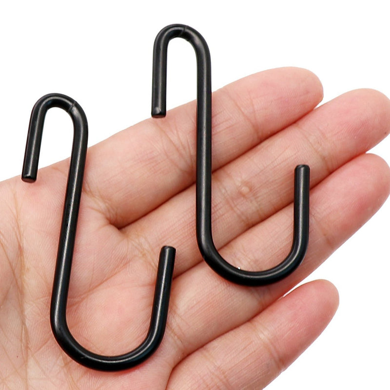 NewNest Australia - YourGift 10 Pack Heavy Duty S Hooks Black S Shaped Hooks Hanging Hangers Hooks for Kitchen, Bathroom, Bedroom and Office: Pan, Pot, Coat, Bag, Plants(10 Pack/S Hook/Black/2.4 inch) 10 pcs/Black 