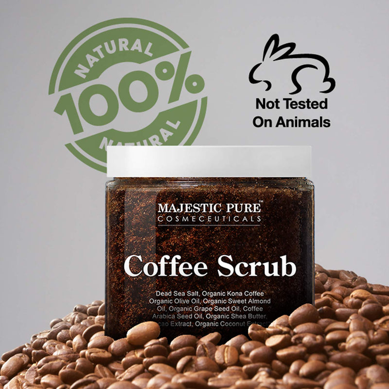 MAJESTIC PURE Arabica Coffee Scrub - All Natural Body Scrub for Skin Care, Stretch Marks, Acne & Cellulite, Reduce the Look of Spider Veins, Eczema, Age Spots & Varicose Veins - 10 Ounces - NewNest Australia