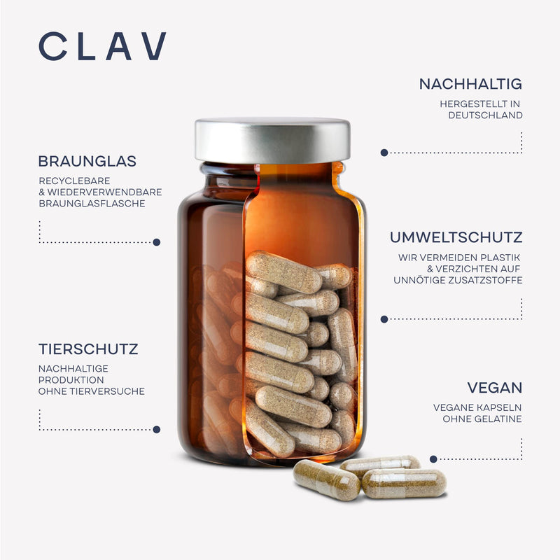 CLAV® Power - Hormone Balance - Lady's Mantle + Yam Root + Siberian Rhubarb + Chasteberry High Dose - Vitamins for Women - 120 PMS Capsules - Vegan 1 - NewNest Australia