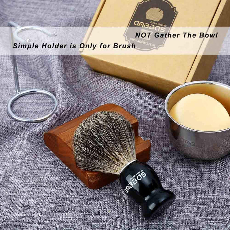 Anbbas Shaving Set Badger Hair Shaving Brush Stainless Steel Shaving Brush Stand Shaving Soap Bowl Mug Goat Milk Soap for Men Gift Set3 - NewNest Australia