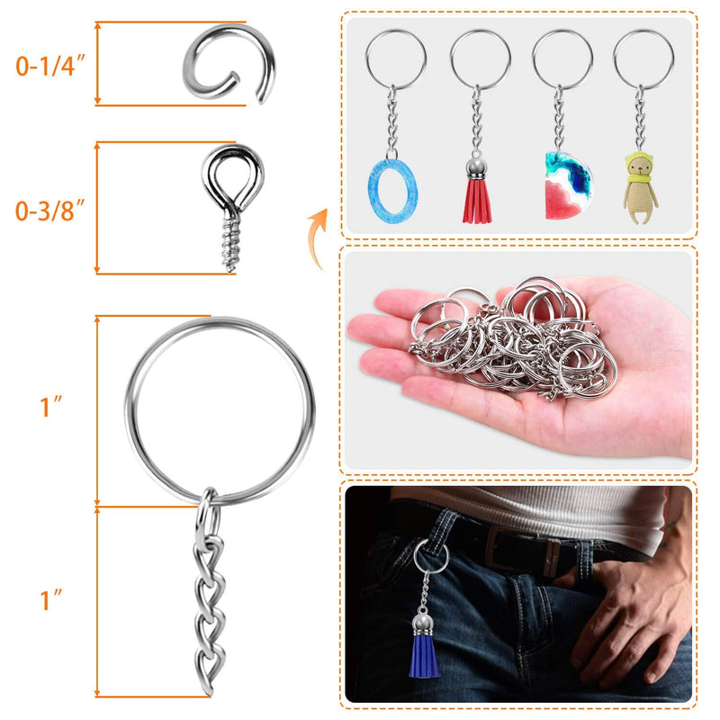 Keychain Rings for Crafts, Flasoo 360Pcs Keychains for Resin Include Key Rings with Chain, Jump Rings, Screw Eye Pins for DIY Keychain Making - NewNest Australia