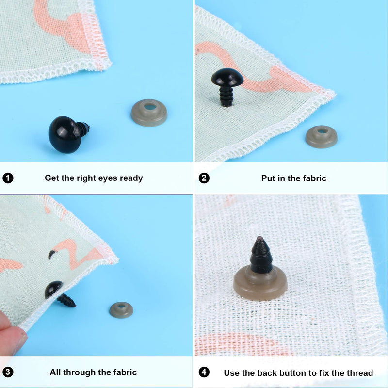 UPINS 500 Pieces Black Plastic Safety Eyes with Washers for Crochet Animal Crafts Doll Making Supplier Bulk (4 Sizes) - NewNest Australia