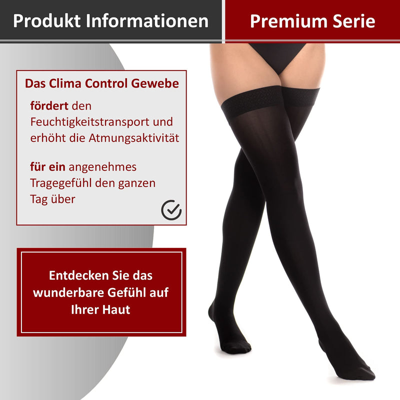 RIEMTEX PREMIUM compression stockings class 2 CCL2 23-32 mmHg with closed toe thigh stockings women men black size 3 - NewNest Australia