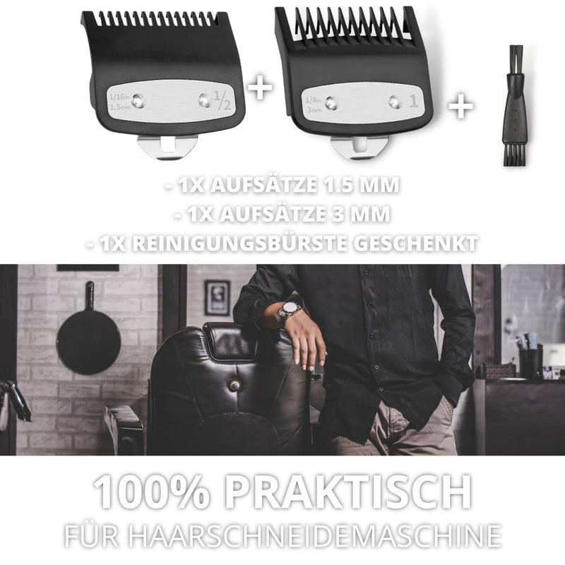 Attachments Hair Clipper 1.5+3 mm Hair Trimmer Attachments Compatible with Wahl Hair Clippers Spare Parts Hairdresser Accessories Barber Set Tools Hair Clipper Attachments + Cleaning Brush Attachments Set x2 (1.5 mm + 3 mm) - NewNest Australia