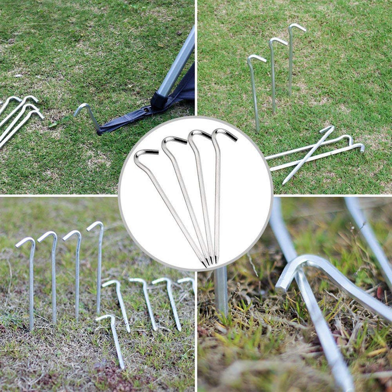 Tent Pegs - Aluminium Tent Stakes Pegs with Hook - 7’’ Hexagon Rod Stakes Nail Spike Garden Stakes Camping Pegs for Pitching Camping Tent, Canopies Silver - NewNest Australia