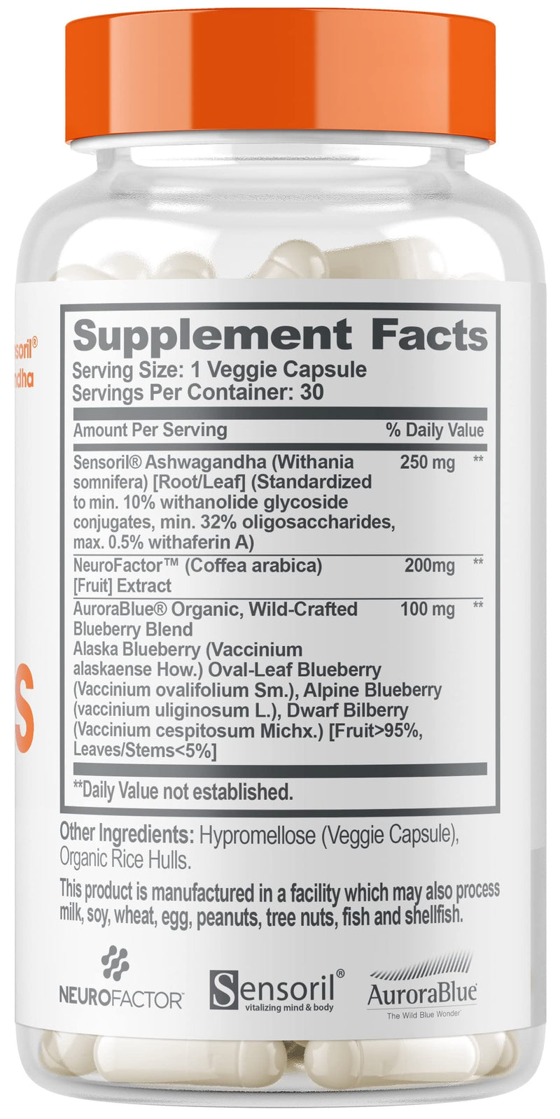 Genius Supplement w/ Ashwagandha, Nootropic Brain Booster & Memory Support w/ Blueberry Extract, Natural Focus, Energy & Serotonin, Calm & Cortisol 30 Capsules - NewNest Australia